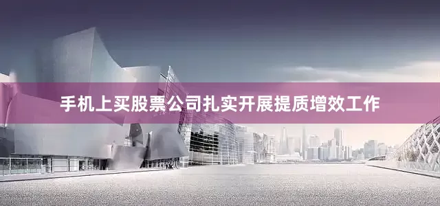 手机上买股票公司扎实开展提质增效工作